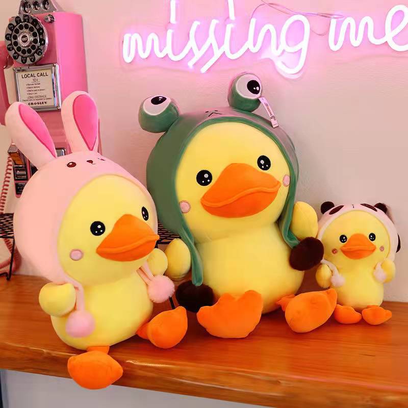 Gấu bông vịt baby cosplay thỏ hồng, ếch, gấu nâu siêu mềm dễ thương (25cm) vải miniso 4 chiều cao cấp êm ái an toàn cho trẻ