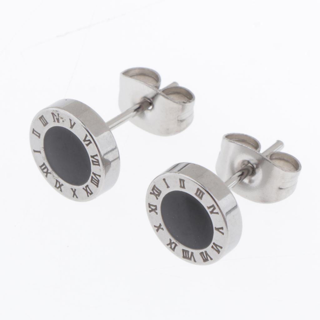 8 Pairs Punk Style Stainless Steel Hoop Earrings Stud Earrings For Men Women