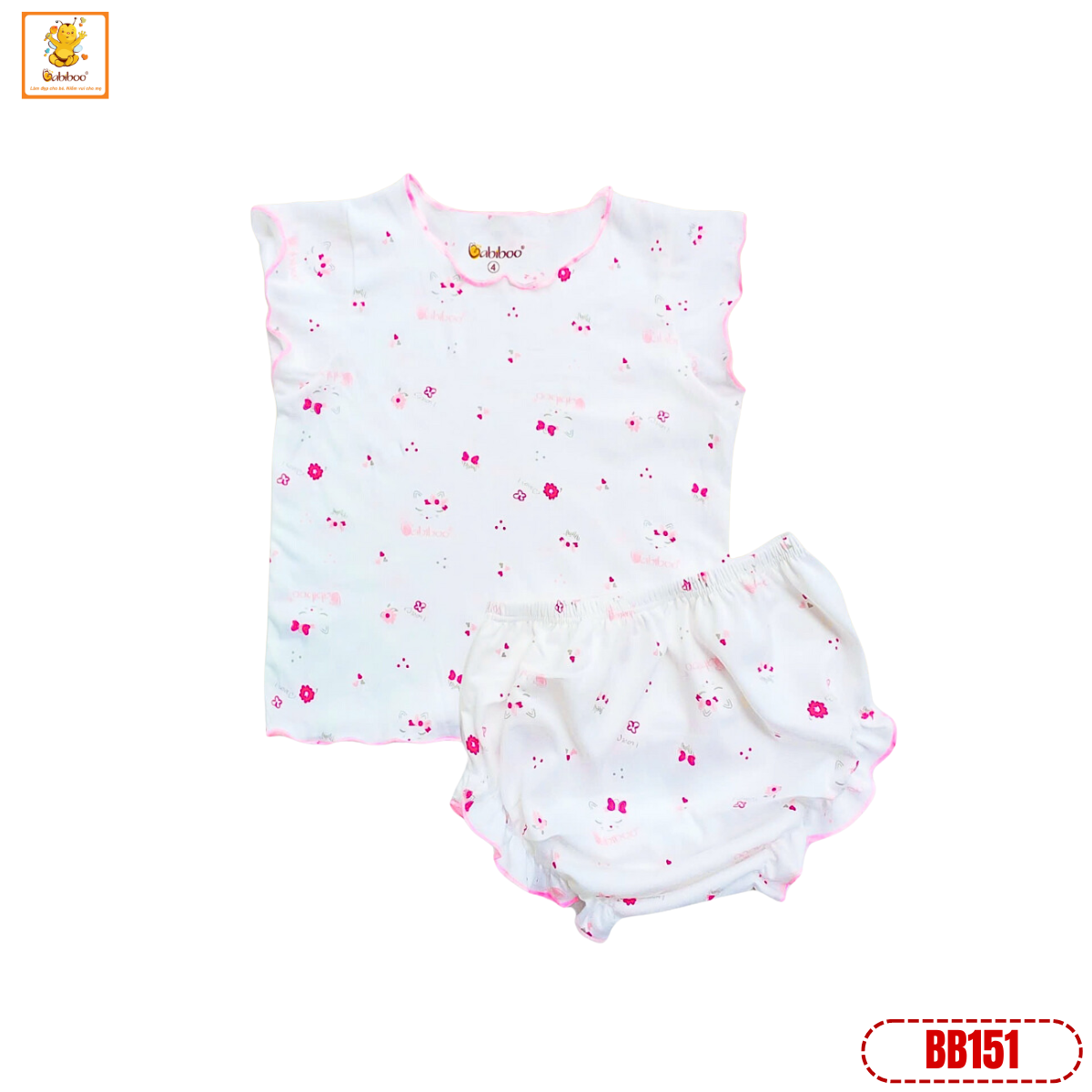 Đồ bộ cho bé gái Babiboo vải cotton mịn màng, họa tiết xinh xắn- BB151