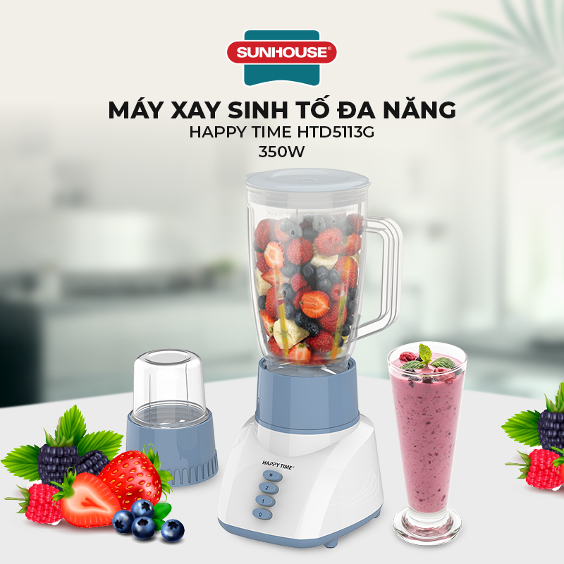 Máy Xay Sinh Tố Đa Năng Sunhouse HappyTime HTD5113G (Xanh) 350W - Hàng chính hãng