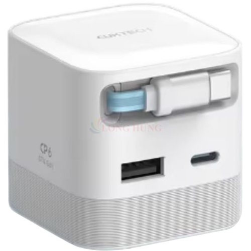 Cốc sạc Cuktech GaN Built-in USB-C Cable 1USB 2Type-C 67W CP6 AD653W - Hàng chính hãng
