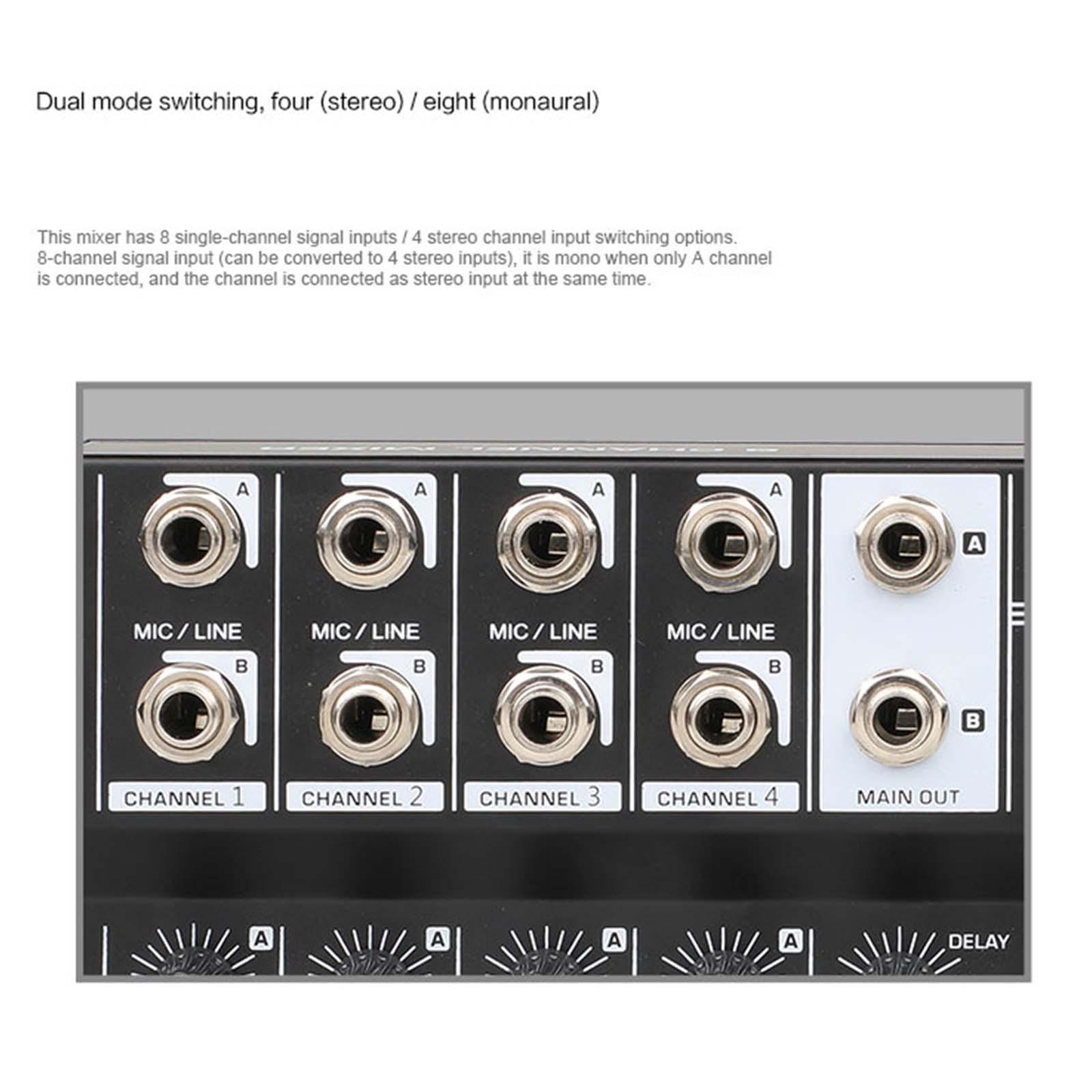 8 Channel Mixer USB Interface Podcast Equipment Live  Compact Mixer