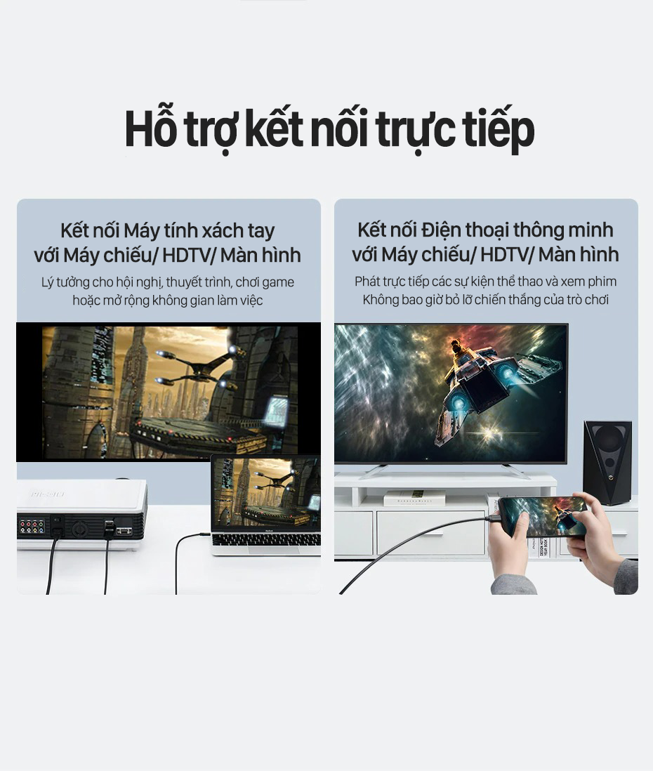 Cáp chuyển đổi Type-c sang HDMI 1.5M Vention CGUBG - Hàng Chính Hãng