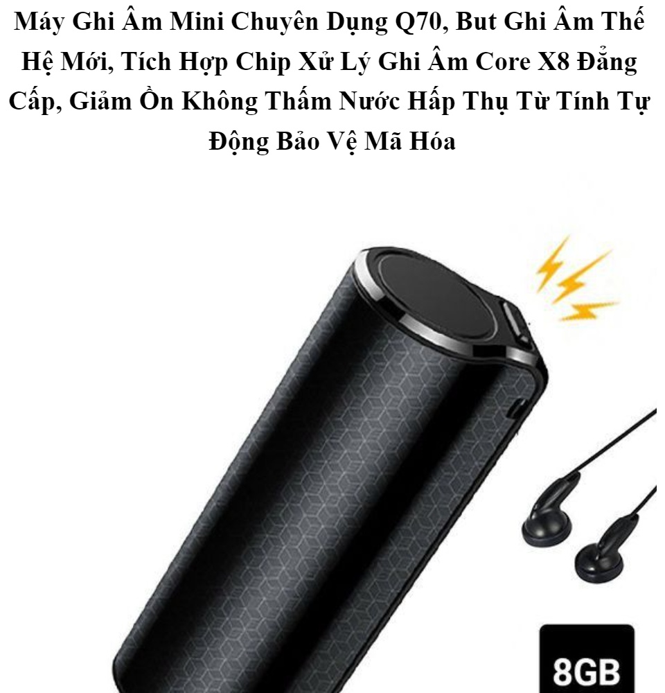 Máy ghi âm cao cấp T-70 Pin khủng ghi âm 25 ngày liên tục -Ghi âm rõ ràng với bộ lọc tạp âm tiếng ồn - Bộ nhớ 8GB -32GB