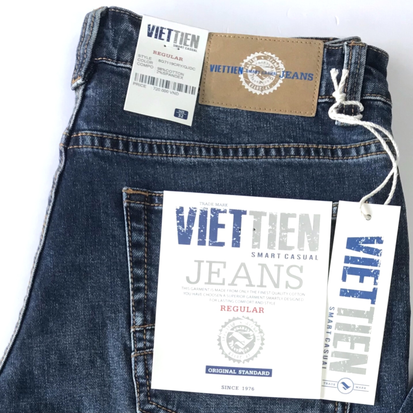 Viettien - Quần jeans nam smart casual regular fit 6Q7119