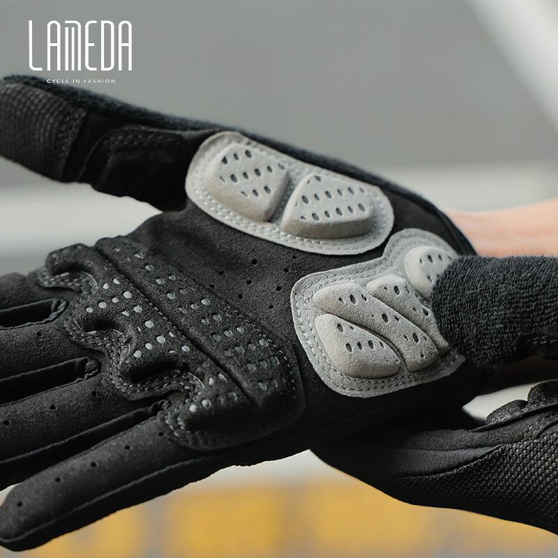 Găng tay đi xe đạp LAMEDA hấp thụ sốc thoáng khí cho nam và nữ, găng tay thể thao ngoài trời dành cho xe đạp MTB Color: Black white Size: XXL