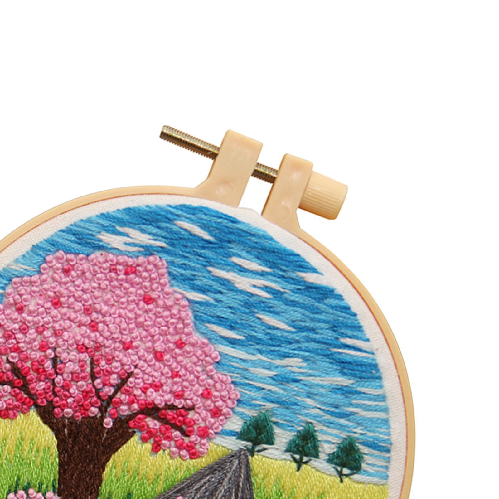 Cross Stitch Sewing Fabric Hoop Art Making DIY Embroidery Adults Peach