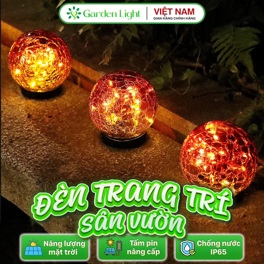 Đèn trang trí năng lượng mặt trời quả cầu cắm đất, tích kiệm điện, bóng siêu sáng, chống thấm nước - DA3139