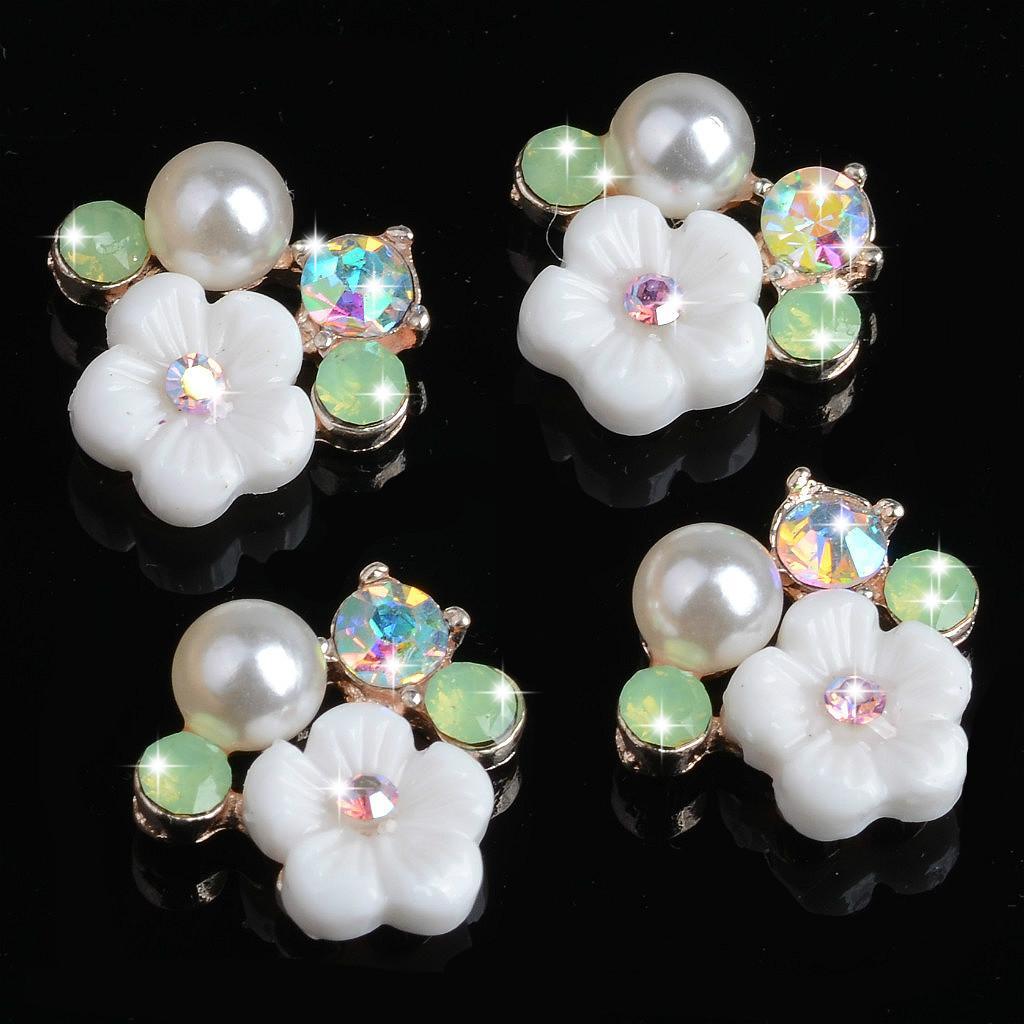 20Pieces Rhinestone Crystal Pearl Embellishment Button Flatback For Wedding