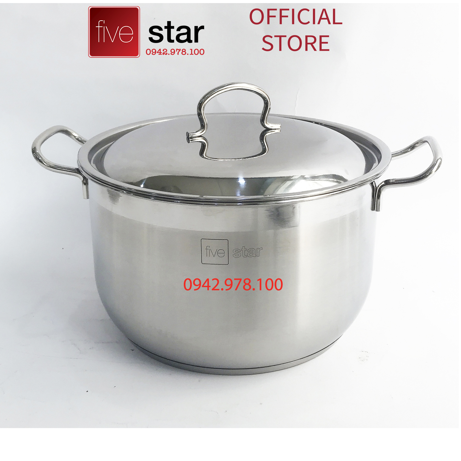 Nồi Luộc Gà Fivestar Nắp Inox + Tặng 5 Muỗng Ăn Inox - Bạc