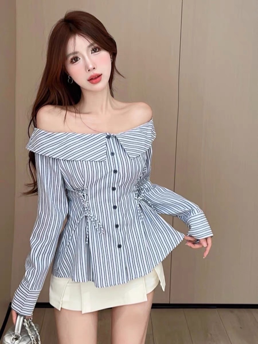 ĐẦM SET ÁO TRỄ VAI SƠ MI TAY DÀI ÔM BODY XANH PASTEL + CHÂN VÁY NGẮN LƯNG CAO CHỮ A ĐI TIỆC ĐI CHƠI NOEL DẠO PHỐ GIÁNG SINH ĐI BIỂN