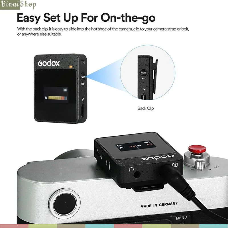 Godox MoveLink II - Micro Cài Áo Không Dây 2.4GHz Cho Smartphone, Máy Ảnh, Sử Dụng 10 Giờ, Phạm Vi Thu 100m - Hàng Nhập Khẩu