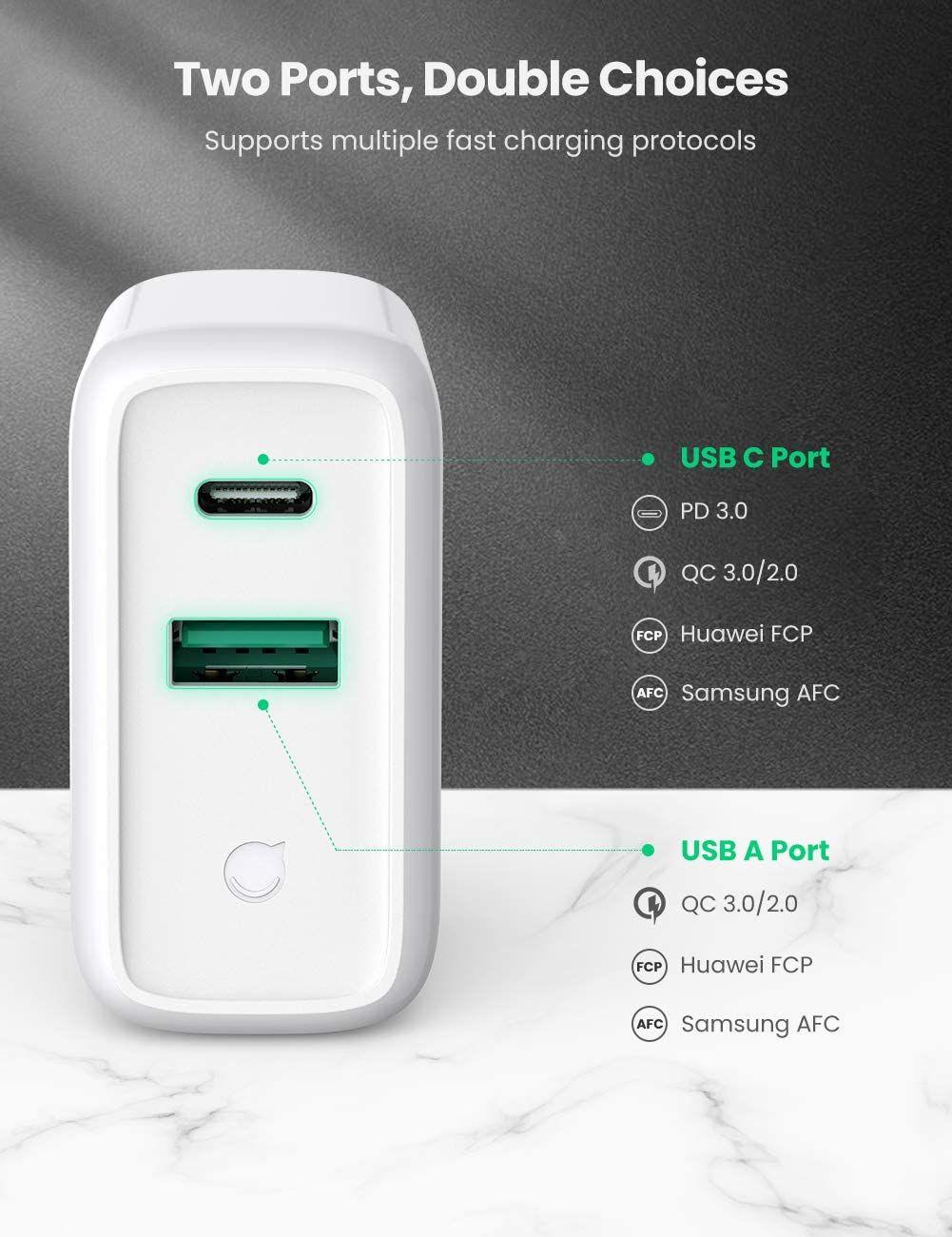 Ugreen UG60713CD213TK QC3.0 36W sạc xe 2 cổng chuẩn quick charge 3 màu bạc - HÀNG CHÍNH HÃNG