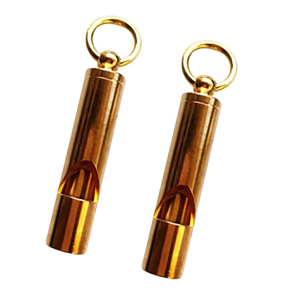 2Pcs Portable Brass Whistle Emergency Tool For Ourdoor Hiking Camping Climbing Key Chain