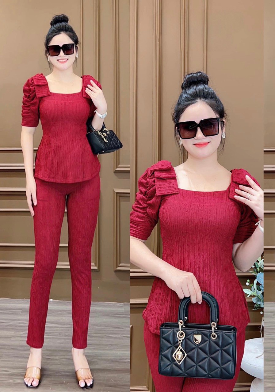 Set Đồ Bộ Thun Xốp Nhật Vai Nơ Tầng Cực Xinh !!!