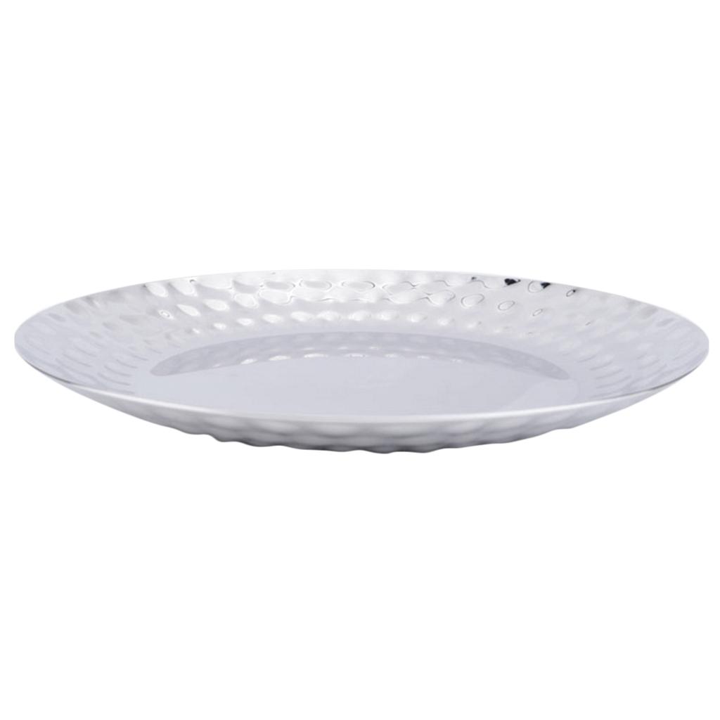 16cm Round Serving Platter Stainless Steel Dish Large Party Silver Food Tray