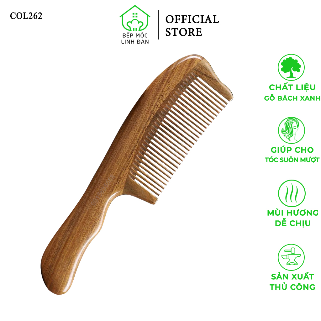 Lược Gỗ Thơm Ghép Răng Chuôi Lượn Sóng HAHANCO (Size: XL-19,5cm) Dáng Châu Âu [COL262]