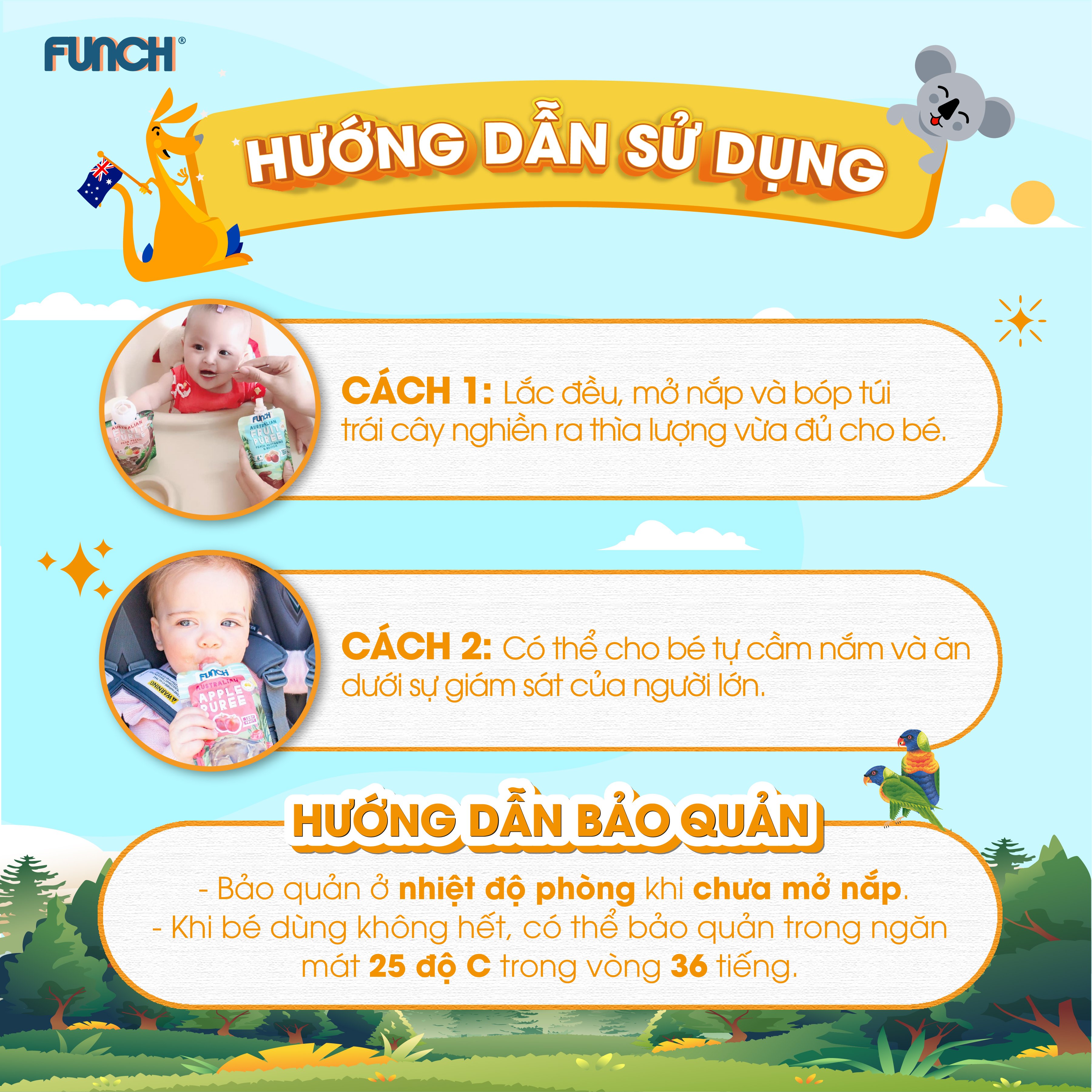 Trái Cây Nghiền Cho Bé Ăn Dặm Từ 4 Tháng Tuổi  FUNCH 100% Táo Xay Nhuyễn 120g