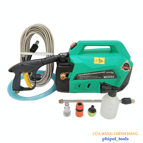 Máy rửa xe công suất 2800W PHIPOL TOOLS QXJ09 lõi đồng có chỉnh áp kèm nhiều phụ kiện - Hàng Chính Hãng