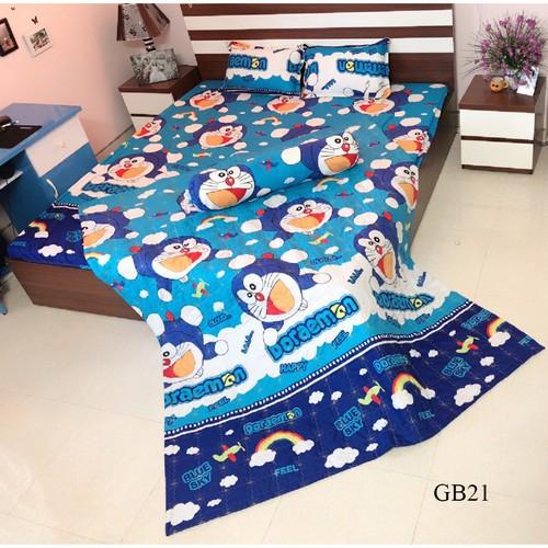 BỘ CHĂN RA VỎ GỐI 5 MÓN DOREMON VNXK ĐƯỢC CHỌN MẪU 1M6 X2M