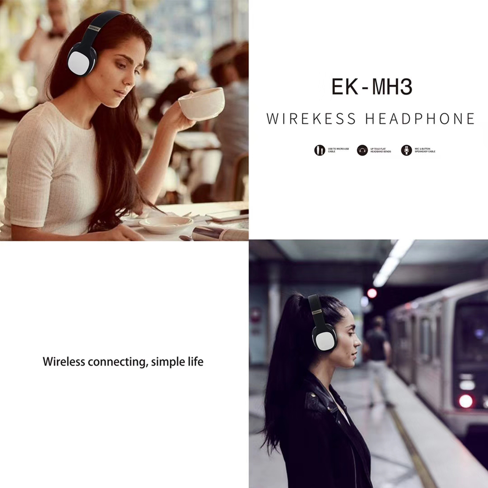 Tai Nghe Không Dây BT5.0 Mh3 Với Micrô Nút Âm Thanh Nổi HiFi