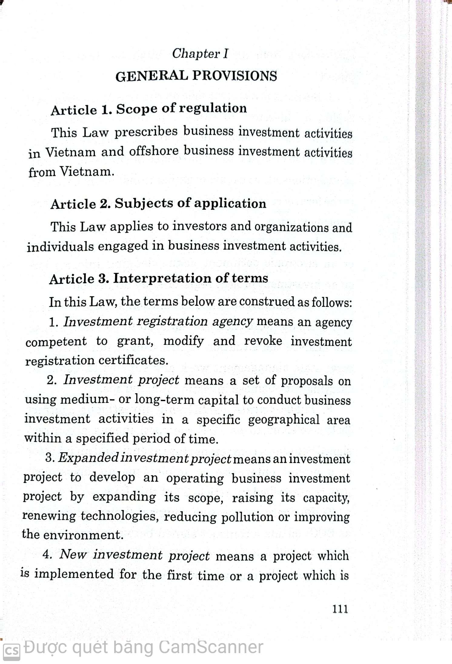 Luật đầu tư hiện hành Current Law on Investment