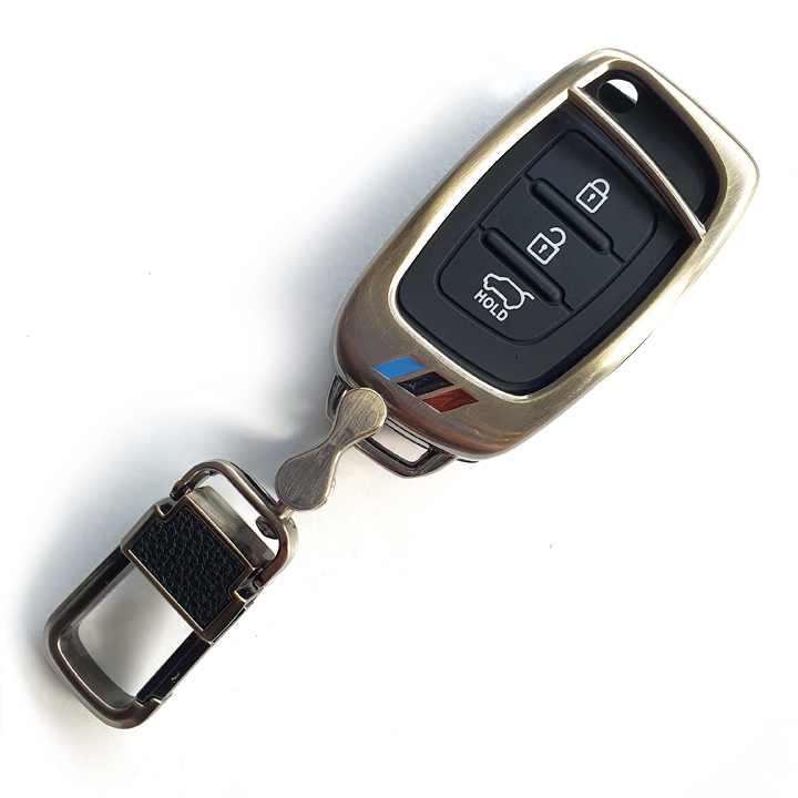 Ốp bảo vệ chìa khóa xe Hyundai 3 nút bằng inox cao cấp sang trọng PKXH-145