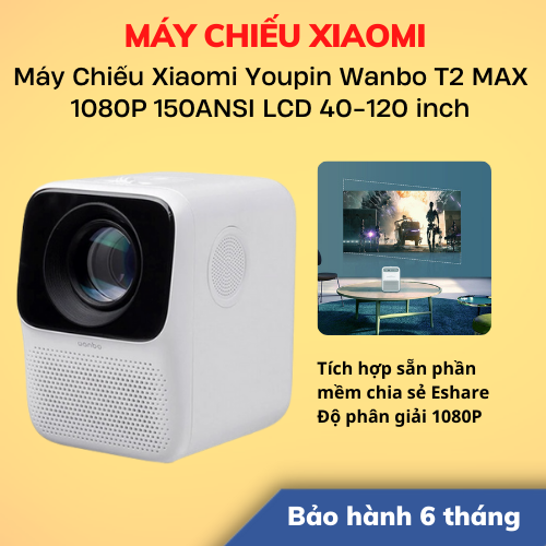 Máy Chiếu Xiaomi Youpin Wanbo T2 MAX 1080P 150ANSI LCD 40-120inch - Hàng Chính Hãng - Màu Trắng