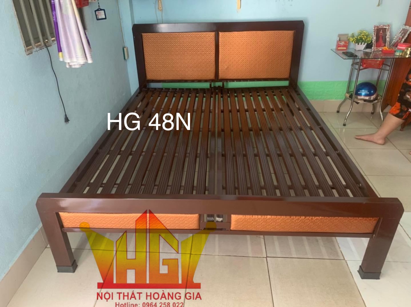 Giường sắt khung hộp - BH 2 năm - freeship HCm ( cam kết y hình)