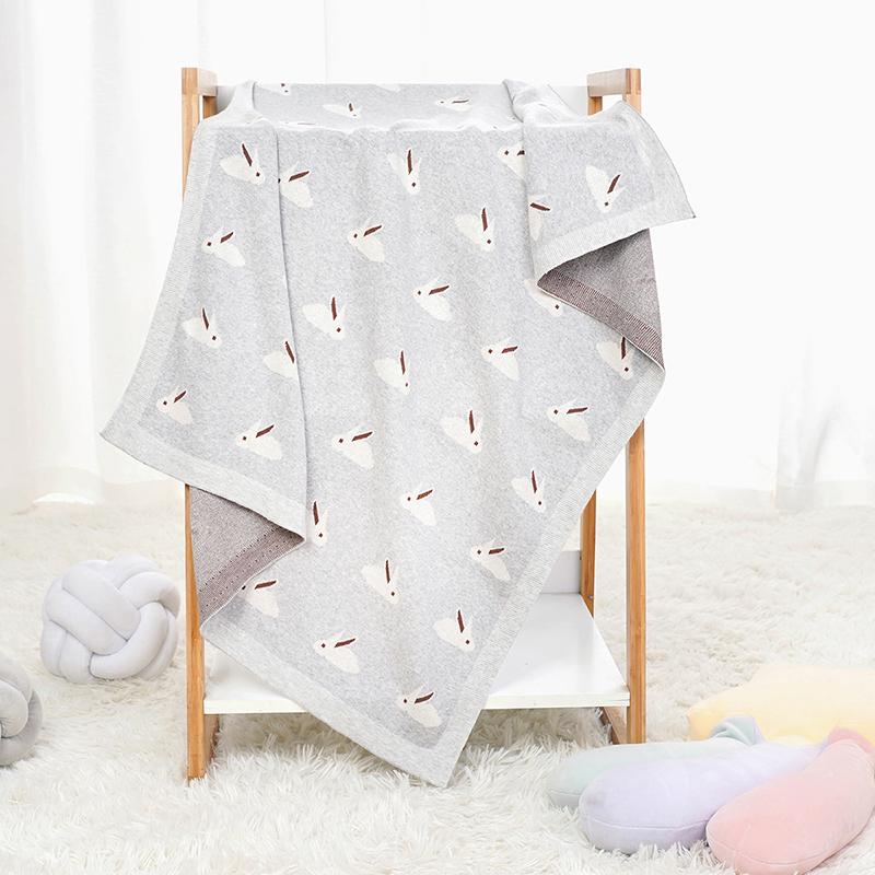 Trẻ Sơ Sinh Chăn Cho Bé 100% Cotton Đan Sơ Sinh Kẻ Sọc Bé Gái Bé Trai Giường Cũi Chần Gòn Thỏ Cừu Mềm Mại Có Quấn Swaddle 100*80CM