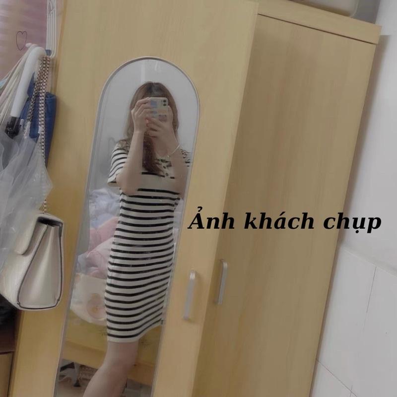 Váy polo nữ dáng suông tay ngắn kiểu cổ bẻ dệt kim len tăm Váy xinh đầm đẹp hàng Quảng Châu cao cấp