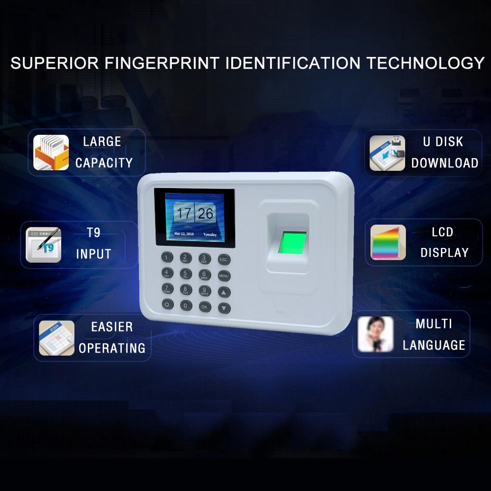 Sinh trắc học thông minh Dấu vân tay Mật khẩu Máy chấm công Nhân viên Đăng ký Ghi âm 2.4 inch Màn hình LCD TFT DC - Trắng - Đầu cắm EU