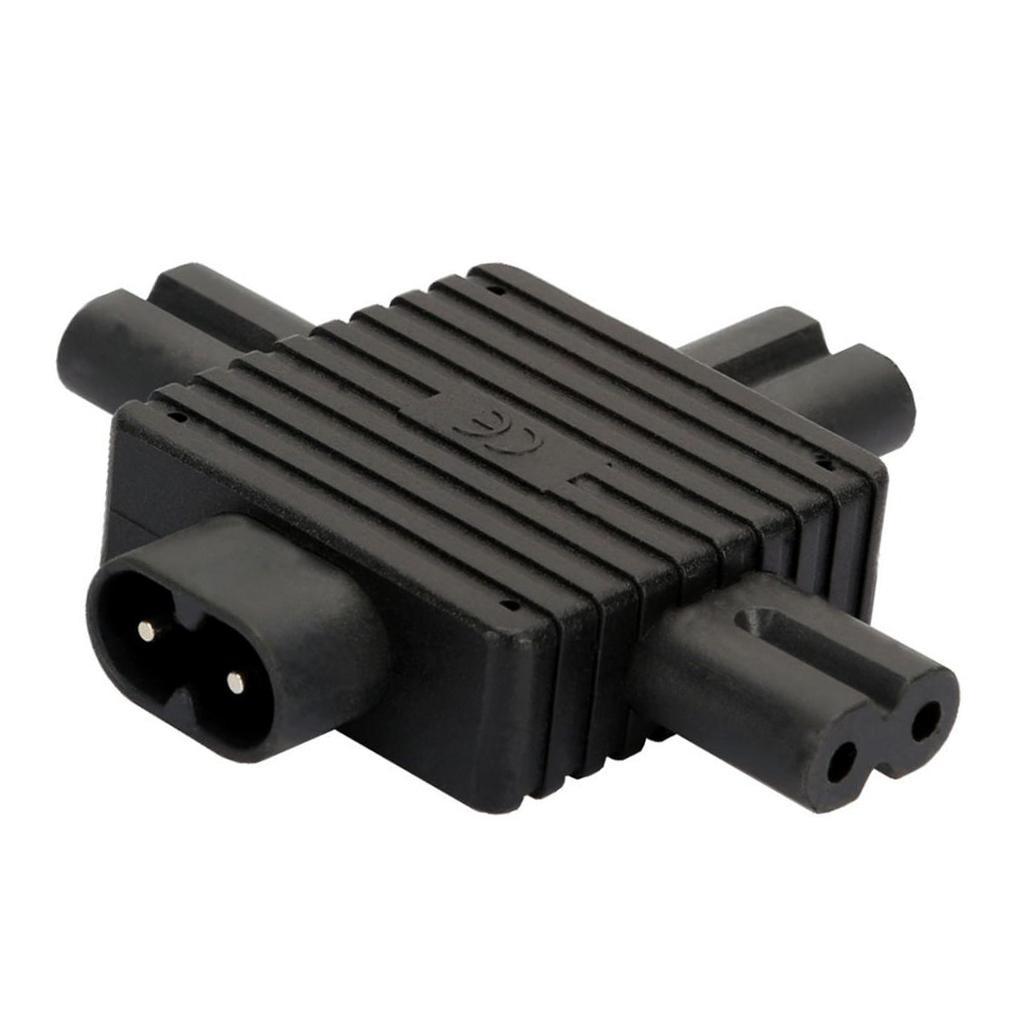 IEC C8 Male to 3X Female C7 Plug Splitter Power Adapter Connector