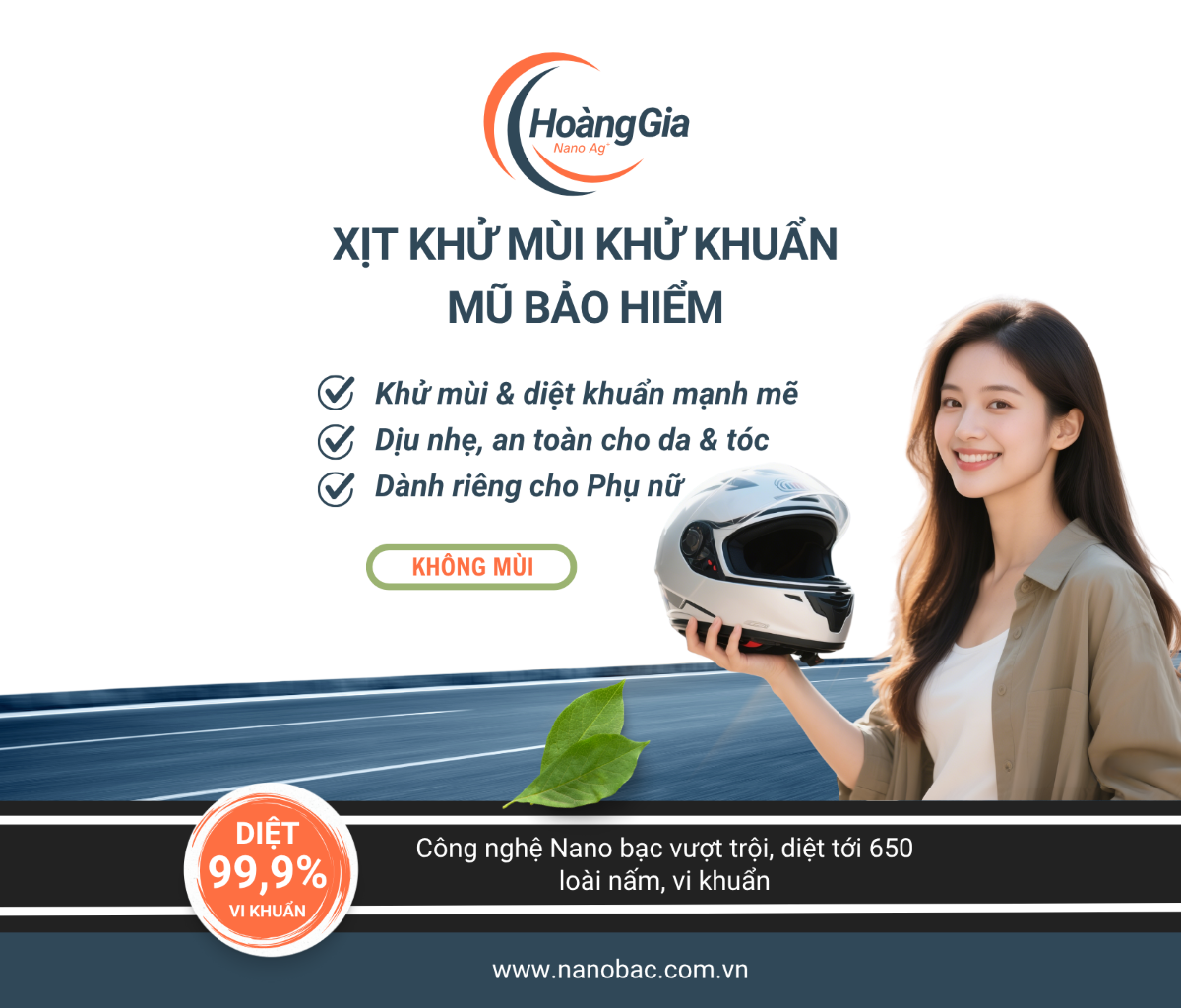Xịt Khử Mùi Mũ Bảo Hiểm Nano Bạc Hoàng Gia - Dành Cho Phụ Nữ - Bảo Vệ Da Đầu &amp; Tóc - 100ml