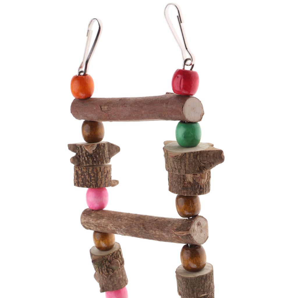 Pet Bird Parrot Toy Wooden Ladder Bridge Swings Hanging Ladders 80cm