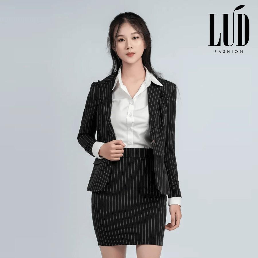 Vest nữ công sở đen sọc trắng LUD Fashion