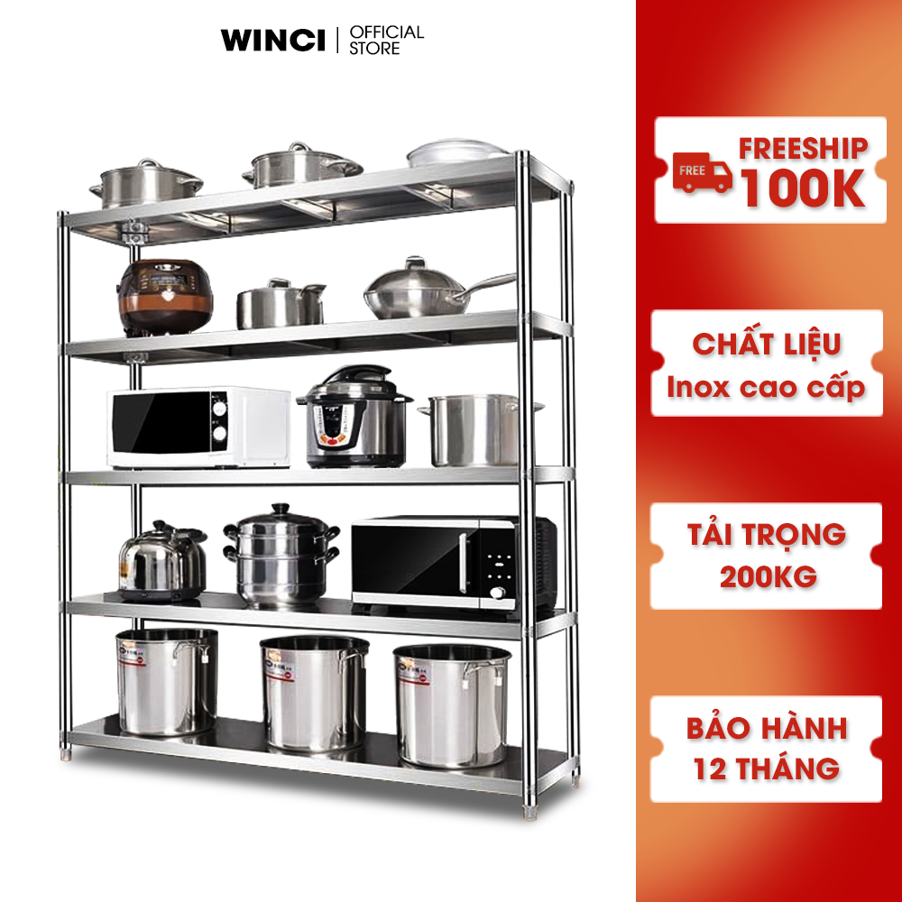 Kệ Inox đa năng Winci chống gỉ, nhiều tầng, chịu lực 300kg, WIN-A8, Hàng chính hãng