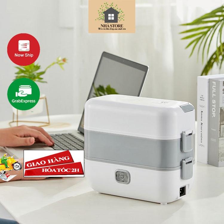 Hộp ủ cơm cắm điện 2 tầng 4 ngăn đựng đồ đi học, đi làm văn phòng tiện lợi, Khay để cơm 2 tầng 4 ngăn đực đồ ăn đa năng