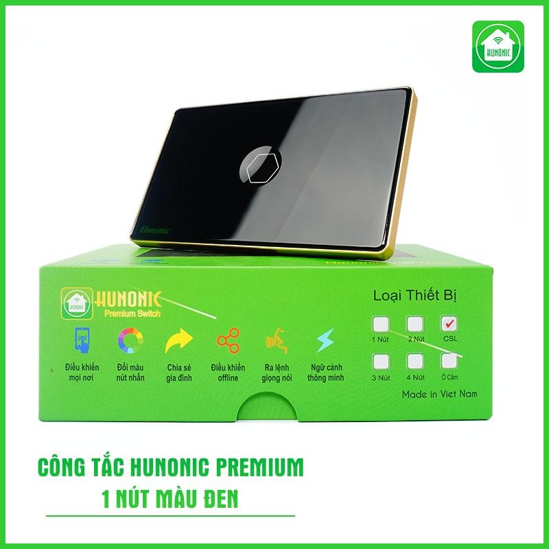 Công tắc thông minh Hunonic Premium Viền Vàng Kính Lõm cảm ứng 1/2/3/4 nút-Hàng Chính Hãng