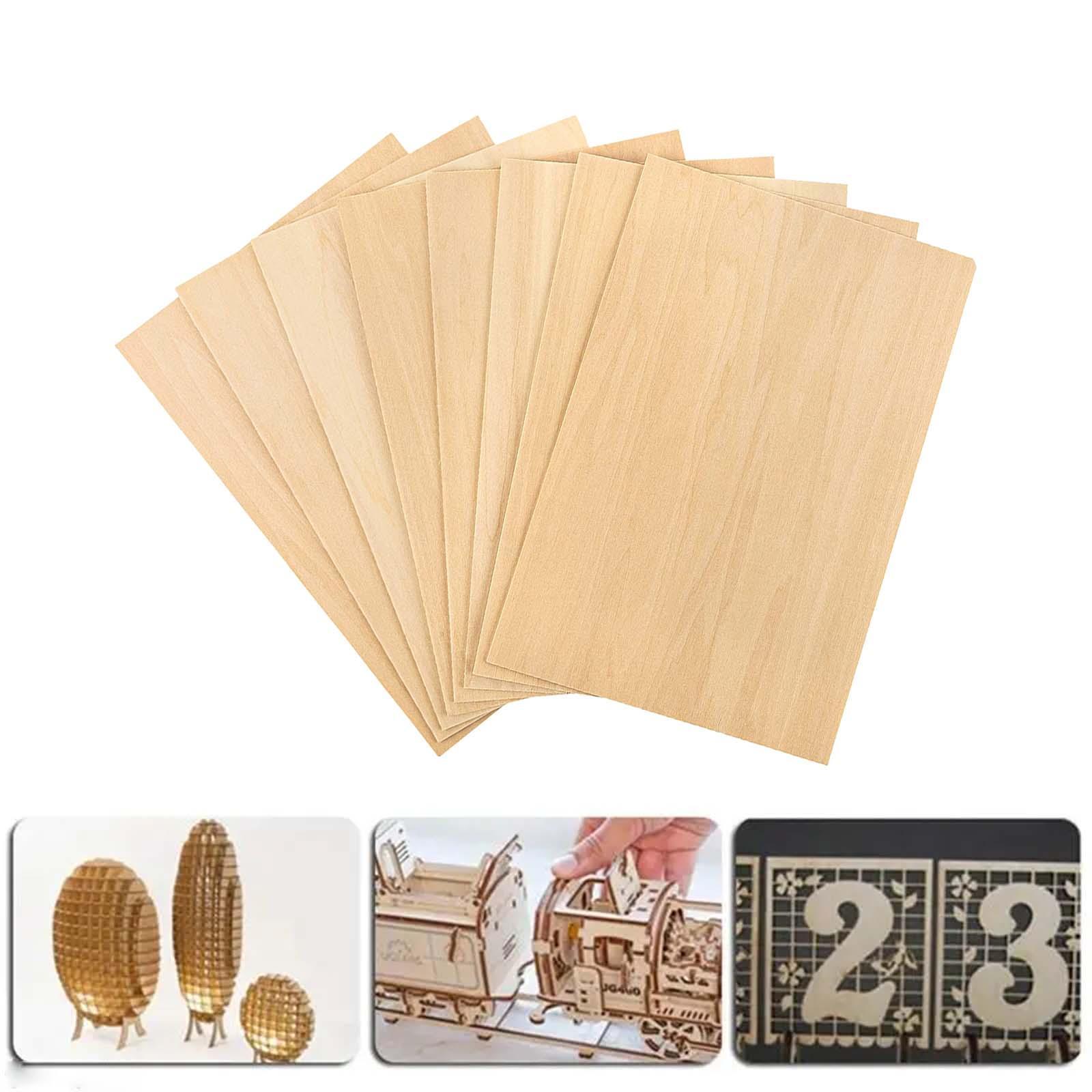 8x Unfinished Wooden Board, Wood Sheets Board, Thin Plywood Board, Wood Boards for Miniature Aircraft Mini House, DIY Project Making Plane Model