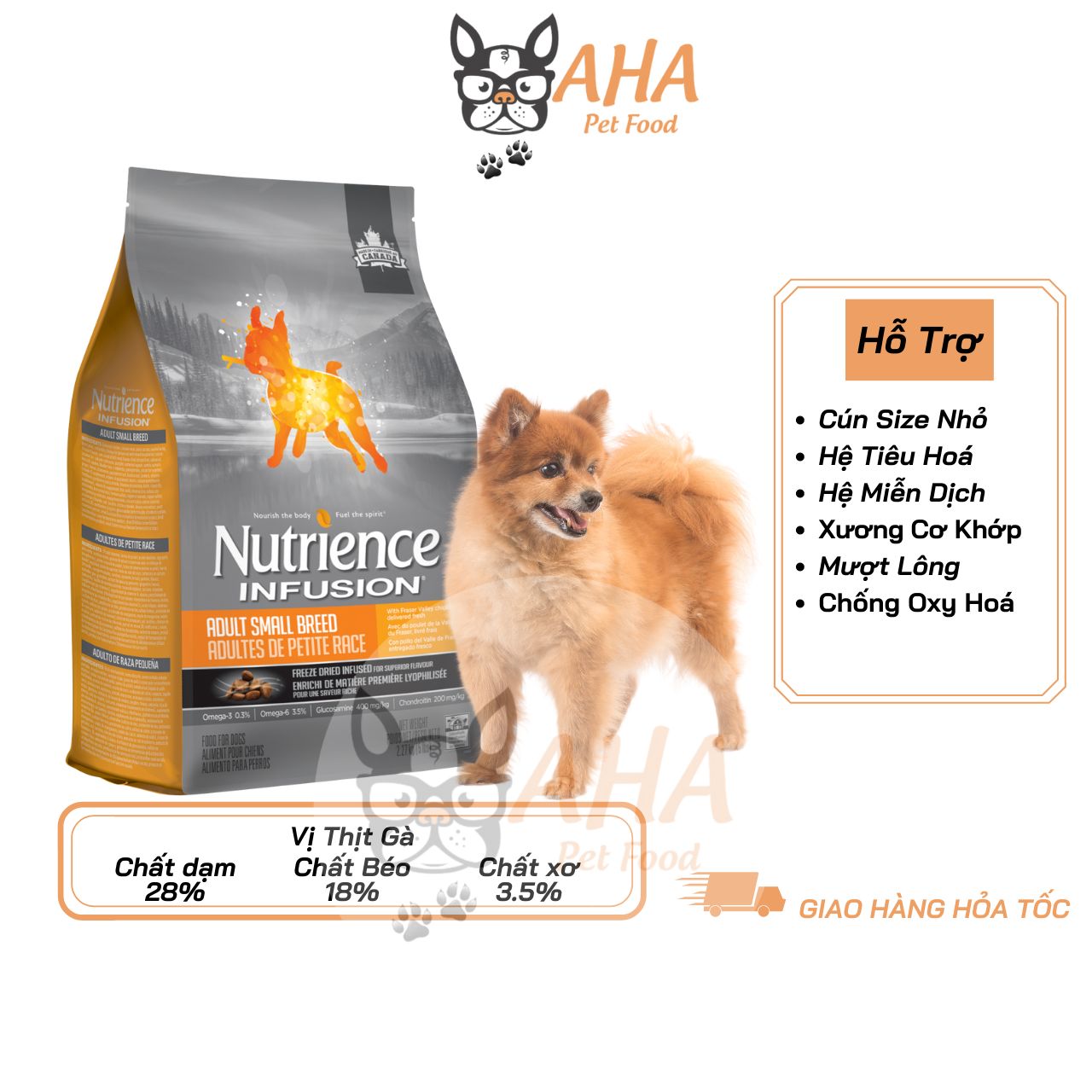 Thức Ăn Cho Chó Phốc Nutrience Original Bao 2,5kg Dầu Cá Hồi Da Lông Bóng Mượt - Thịt Gà, Rau Củ Quả, Trái Cây Tự Nhiên