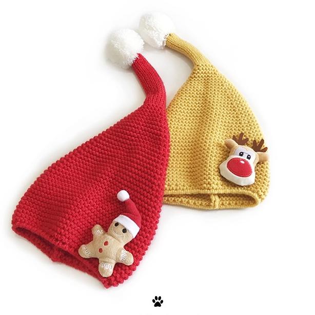 Mũ nón len chóp nhọn đính bông chủ đề noel cho bé 3-8y mimo baby ML38