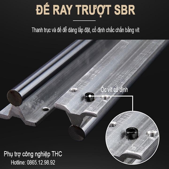 Thanh Trượt Ray Trượt Tròn Máy Cưa Bàn Mini (2 Ray Ø20 dài 1 mét + 4 Ổ Bi) Ty Trượt Có Đế SBR Mạ Crom Chống Rỉ Cao Cấp