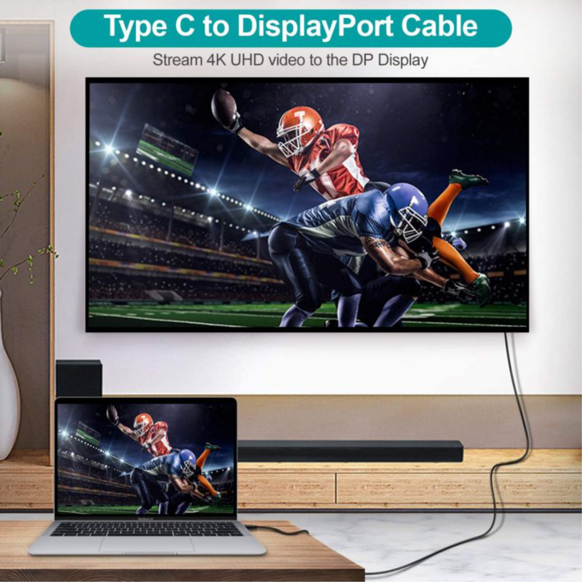 Dây Cáp Type C To DP DisplayPort 4K 60Hz Thunderbolt 3 CHOETECH XCP-1801-B Dài 1.8M - Hàng Chính Hãng