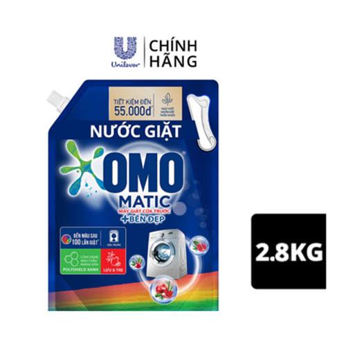 Túi Nước Giặt Omo Matic Cho Máy Giặt Cửa Trước Bền Đẹp Bền Màu Sau 100 Lần Giặt 2.8Kg