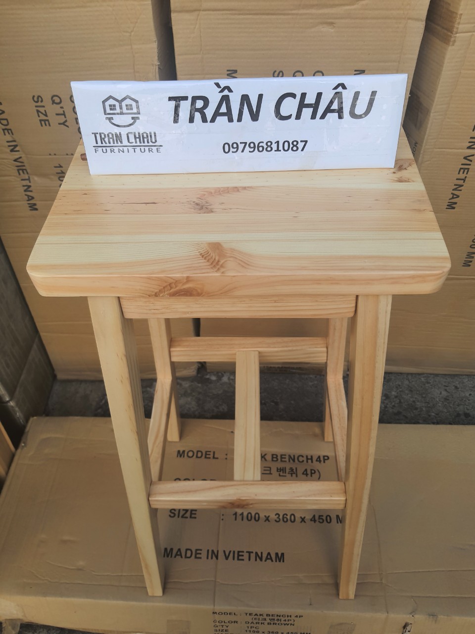 GHẾ GỖ THÔNG ANH cao 1m