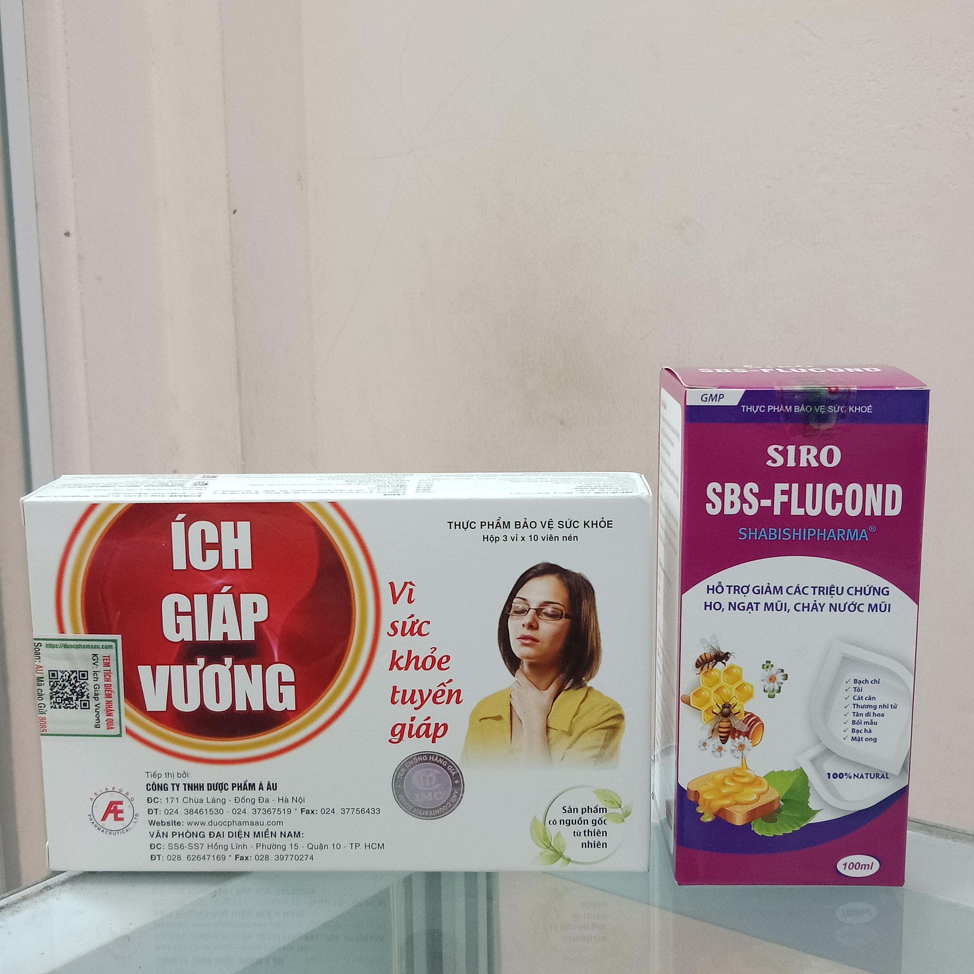 Thực phẩm bảo vệ sức khỏe Viên nén Ích Giáp Vương và Siro SBS- Flucond giảm các triệu chứng ho, ngạt mũi, chảy nước mũi