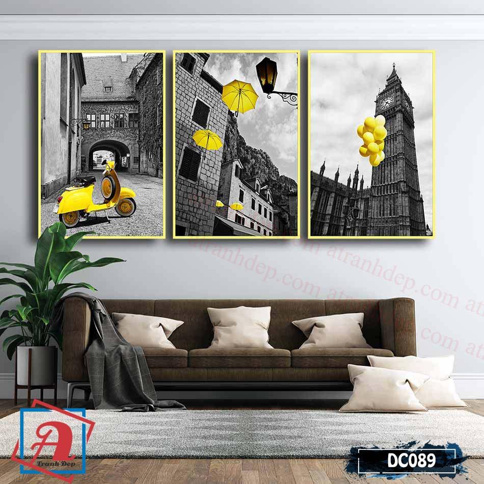 Bộ 3 tranh canvas treo tường Decor Phong cảnh Châu Âu – DC089