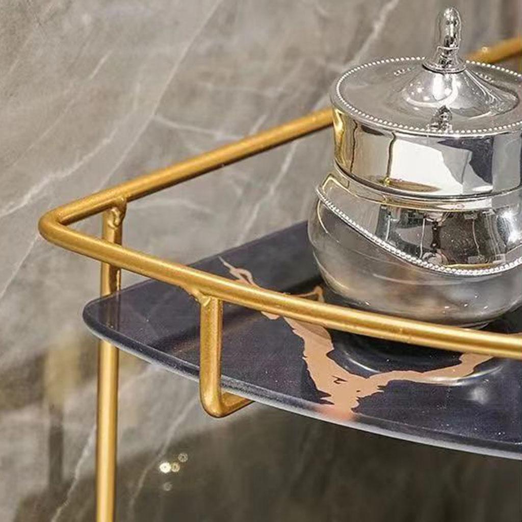 Storage Rack Save Space Cosmetic Bathroom Table Black Double Layer