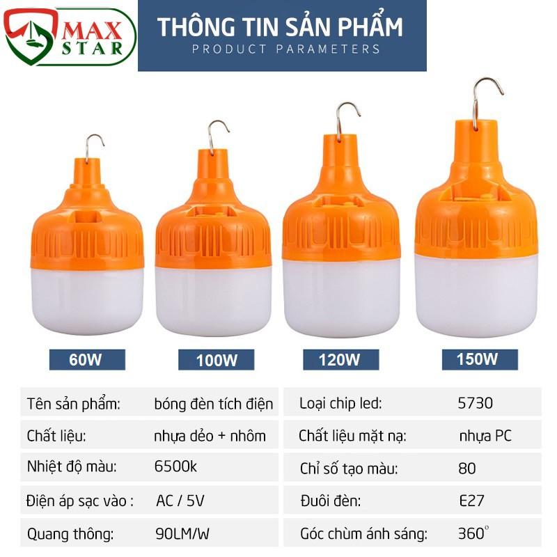 Bóng đèn led sạc tích điện sử dụng 6 đến 8 giờ công tắc 3 chế độ sáng